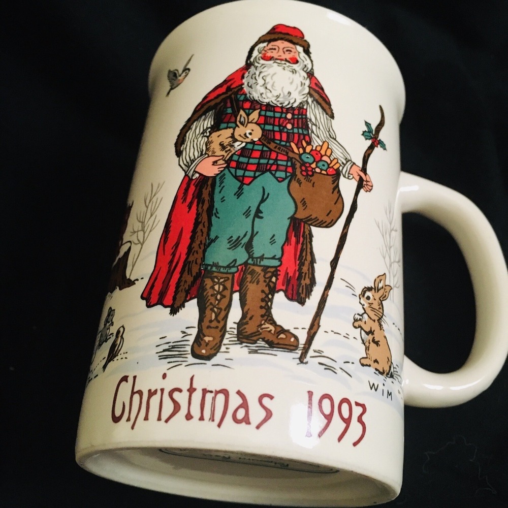 Vintage 1993 Woodland Santa Claus Forrest Animals Coffee Cup